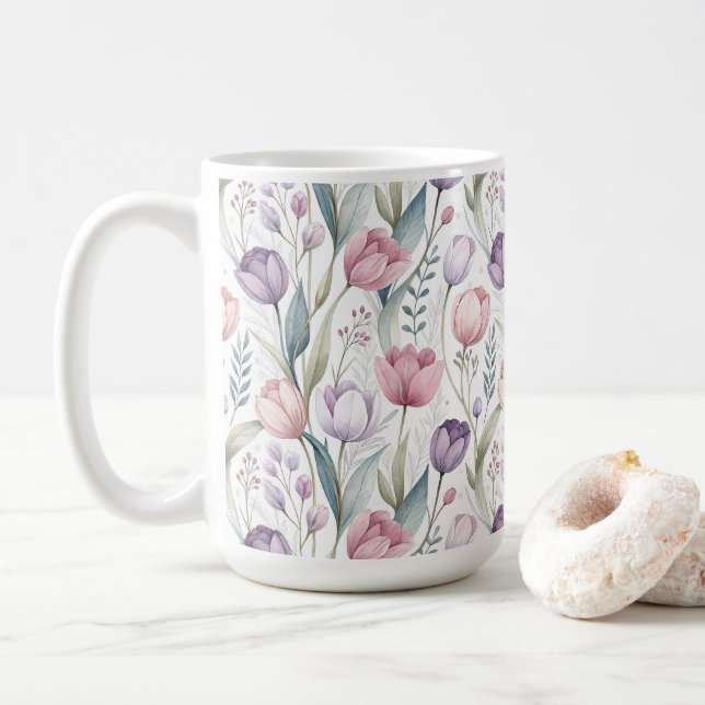Scandinavian Tulip Blommönster Kaffemugg (Med munk)