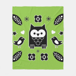 Scandinavian Uggla Folk Art Gift Fleecefilt