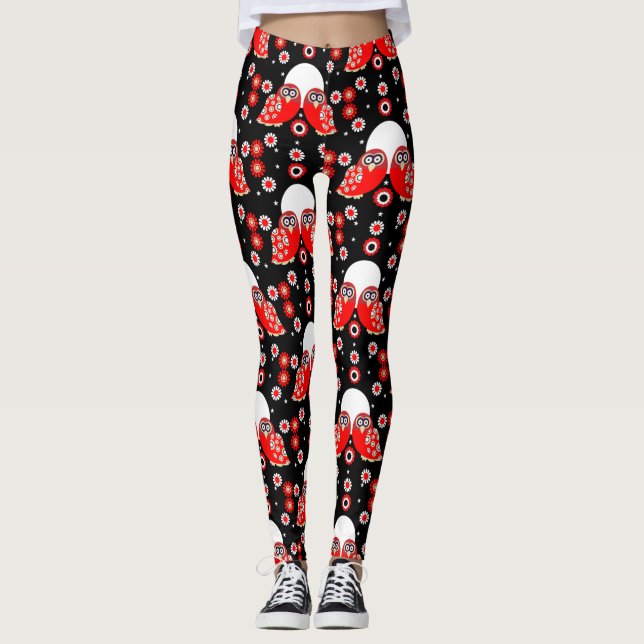 Scandinavian Uggla Folk Art Leggings (Framsida)