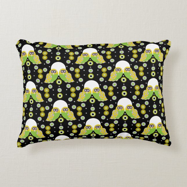 Scandinavian Uggla Folk Art Prydnadskudde (Framsidan)