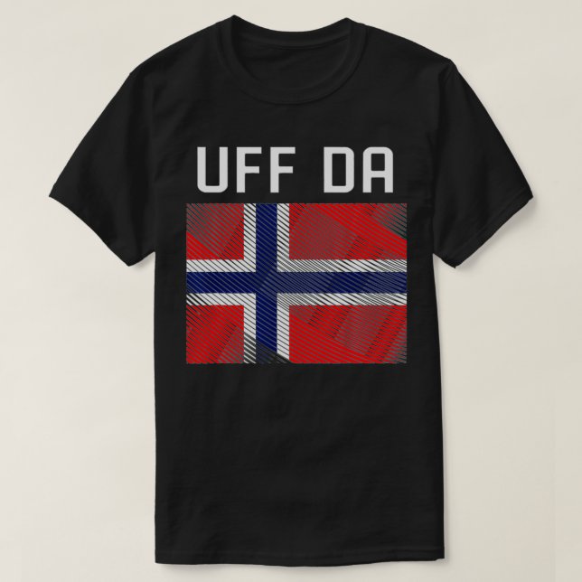 Scandinavian Viking Norsk Flagga Uff Da T Shirt (Design framsida)
