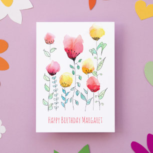 Scandinavian Wildlowers Cute Personlig Birthday Kort
