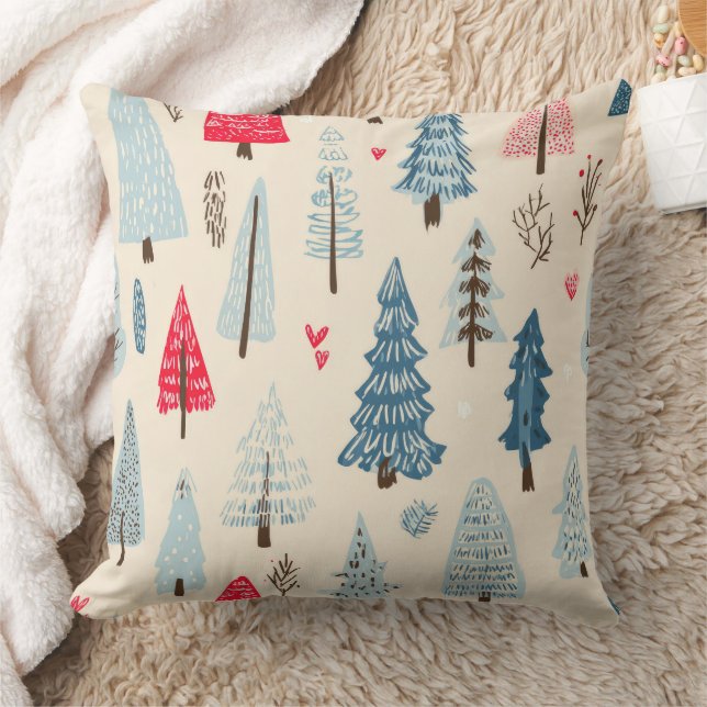 Scandinavian Winter Forest Pattern (2) Kudde (Filt)