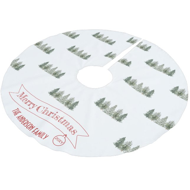 Scandinavian Winter Pine Tree Merry Christmas Julgransmatta Borstad Polyester (Vinklad)