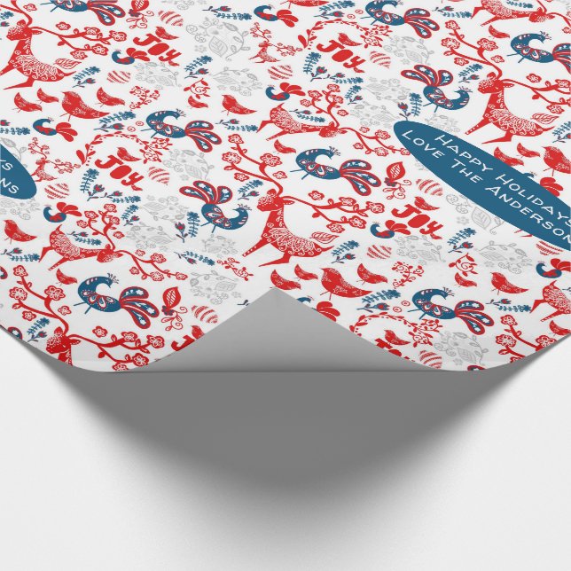 Scandinavian Woodland Hjort Winter Julafton Folk A Presentpapper (Hörn)