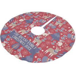 Scandinavian Woodland Winter Personlig Julgransmatta Borstad Polyester