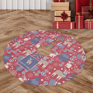 Scandinavian Woodland Winter Personlig Julgransmatta Borstad Polyester