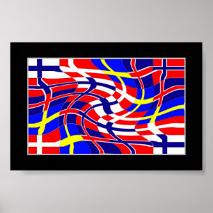 Scandinavy vågigt (den skandinaviska flaggor) poster