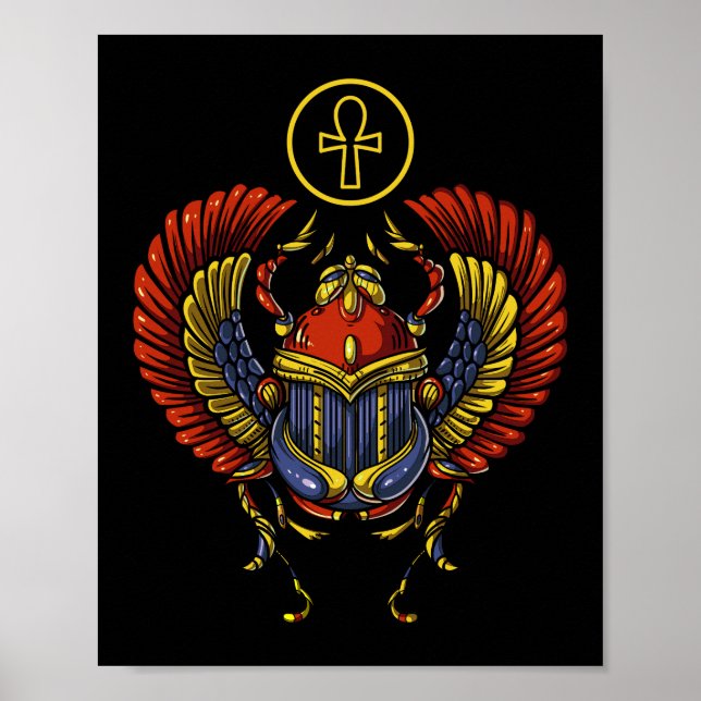 Scarab Ankh Egyptian Öga of Horus Ancient Symbol Poster (Framsidan)