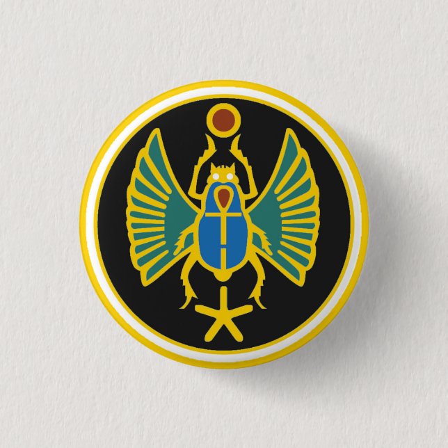 Scarab Badge i Ancient Egyptian Färg Knapp (Framsida)