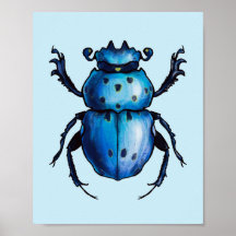 Scarab Beetle Art Blue Entomology Insekt