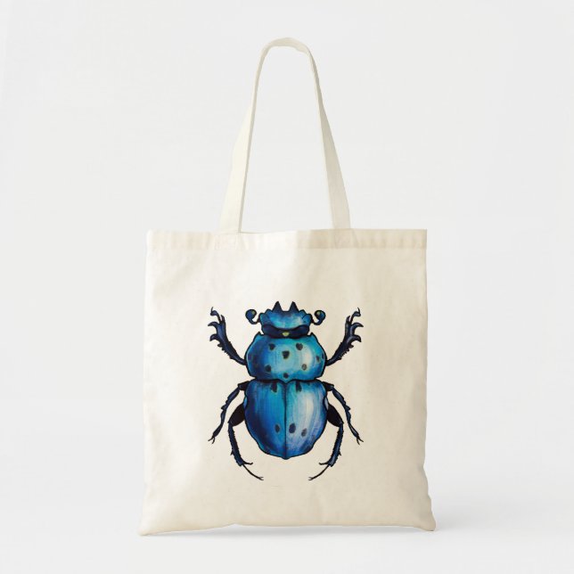 Scarab Beetle Art Blue Insekt Entomologi Tygkasse (Framsidan)