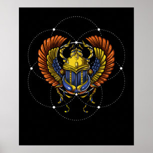 Scarab Beetle Egyptian Symbol Helig Geometry Poster