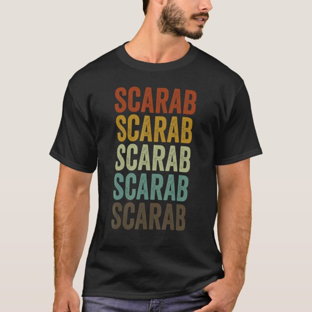 Scarab Beetle Retro T Shirt (Framsida)