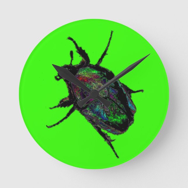 Scarab Beetle Rund Klocka (Framsida)