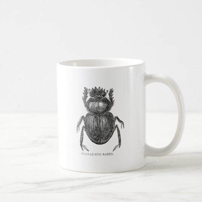 Scarab Beetle Vintage penna och bläck teckning Kaffemugg (Höger)