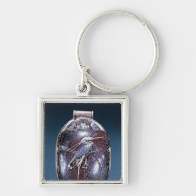 Scarab med heronen, från graven av Tutankhamun Fyrkantig Silverfärgad Nyckelring (Framsidan)