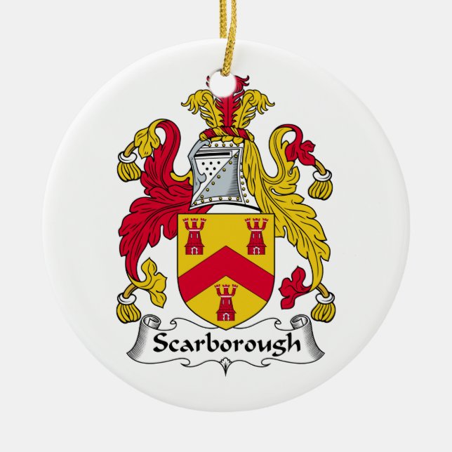 Scarborough Family Crest Julgransprydnad Keramik (Framsidan)