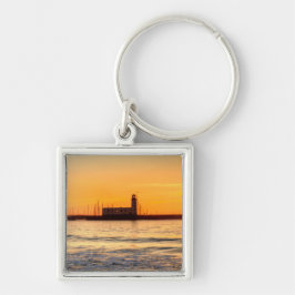 Scarborough Lighthouse Fyrkantig Silverfärgad Nyckelring