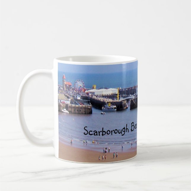 Scarborough strand, England panoramamugg Kaffemugg (Vänster)