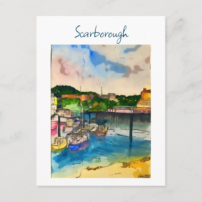 Scarborough Watercolor Vykort (Framsida)