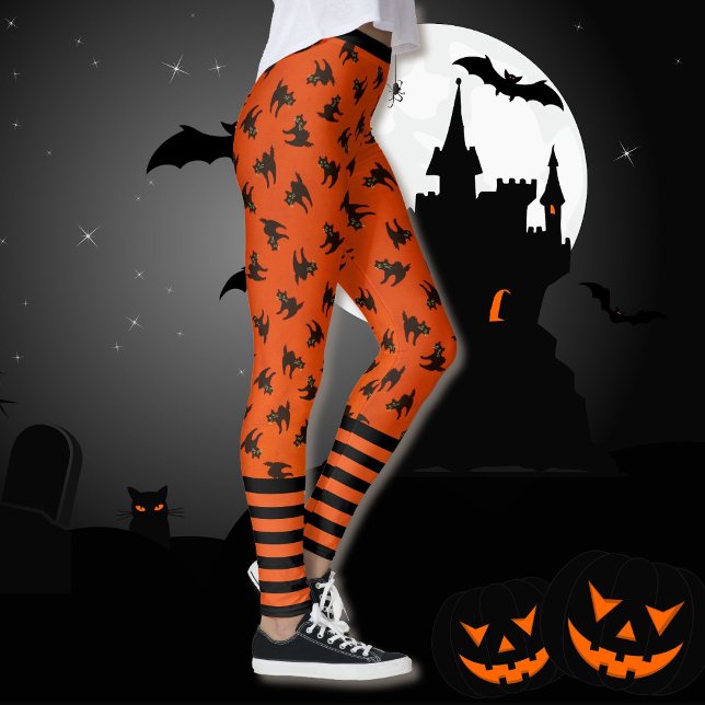 Scardy Cat Black Orange Halloween Best Quality Leggings (Skapare uppladdad)