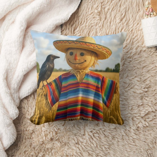 Scarecrow Wearing a Sombrero and Poncho Kudde (Filt)