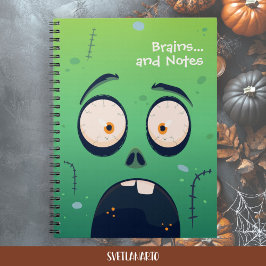 Scared Green Zombie Halloween Spiral Notebook Anteckningsbok
