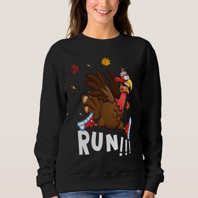 Scared Turkey Run  Thanksgiving Running Turkey Tro T Shirt (Framsida)