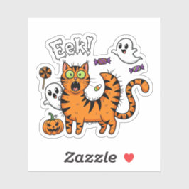 Scaredy Cat - Funny Halloween Ghost Sticker Klistermärken