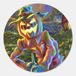 ScareJack O Lantern Fågelskrämma Runt Klistermärke