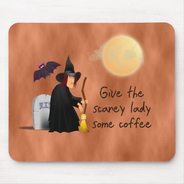 Scarey häxa för kaffemousepad musmatta (Framsidan)
