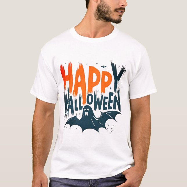 Scarioky för Ghost-grafik i happy halloween Fladde T Shirt (Framsida)