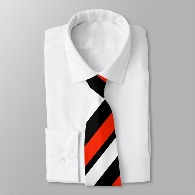 Scarlet Black and White Regimental Rand Tie Slips (Bunden)