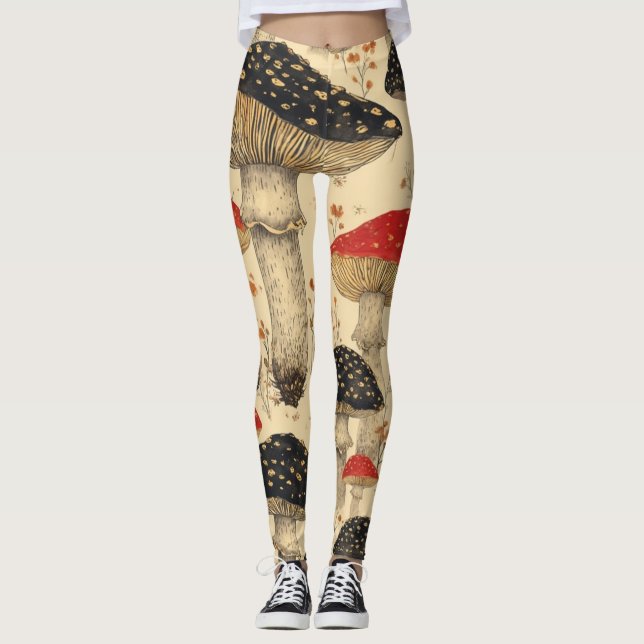Scarlet Cap Mushroom Meadow - Leggings (Framsida)