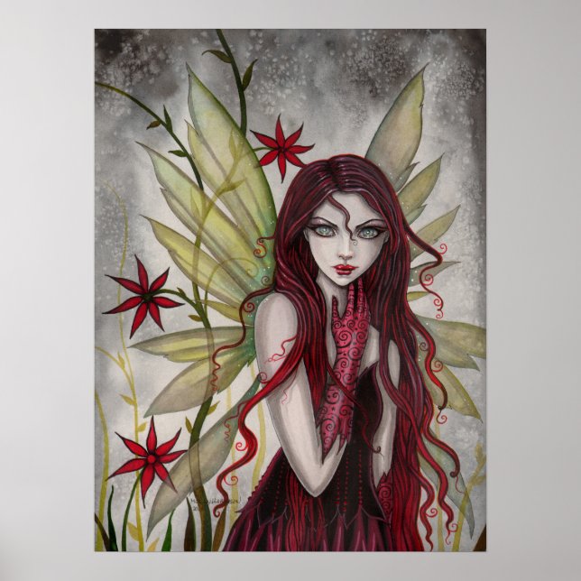 Scarlet Fairy Fantasy Konst av Molly Harrison Poster (Framsidan)