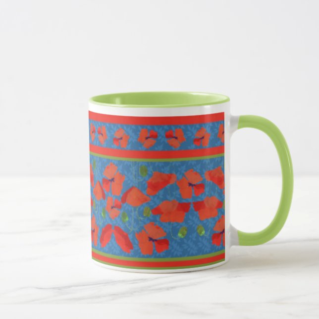 Scarlet Fält Poppies Gräns Ringer Coffee Mugg (Höger)