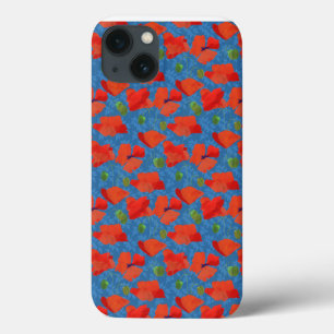 Scarlet Fält Poppies on Blue iPad Case-Mate Fodral