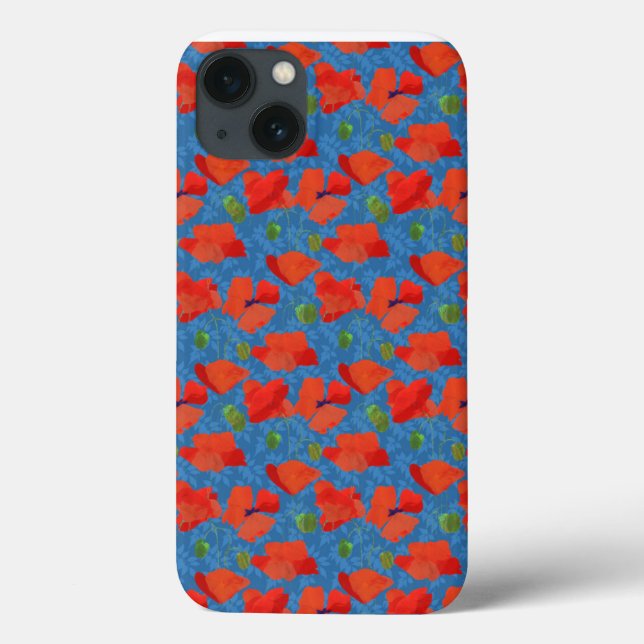 Scarlet Fält Poppies on Blue iPad Case-Mate Fodral (Baksida)