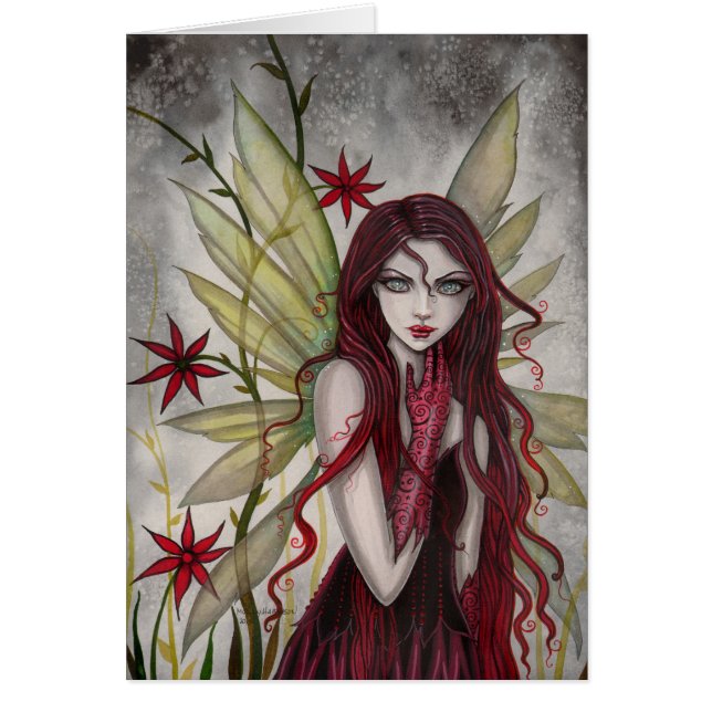 Scarlet Flower Fairy Fantasy Art by Molly Harrison Hälsningskort (Framsidan)