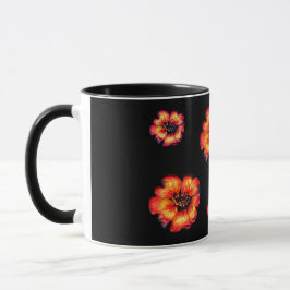 Scarlet Flowers mönster på svart Mugg