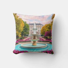 Scarlet Garden Dream - Blommigt Fontän Kudde