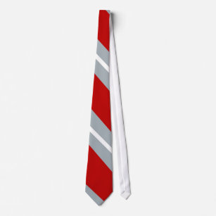 Scarlet, grått och vit Diagonal-Görad randig Tie Slips