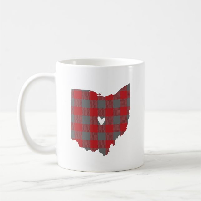 Scarlet- & gråttbuffelplädet Ohio skisserar Kaffemugg (Vänster)