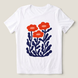 Scarlet Harmony Dam Abstrakta Blommotiv T‑Shirt T Shirt
