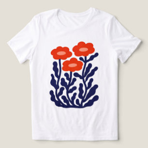 Scarlet Harmony Dam Abstrakta Blommotiv T‑Shirt T Shirt