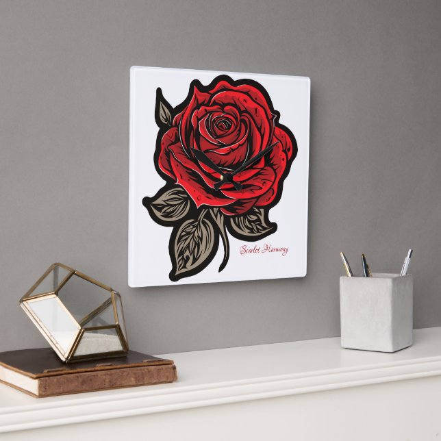 Scarlet Harmony Fyrkantig Klocka (Kontor)