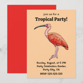 Scarlet Ibis Bird Tropical Party Inbjudningar