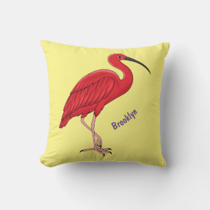 Scarlet ibis-tecknad (fågelbild) kudde
