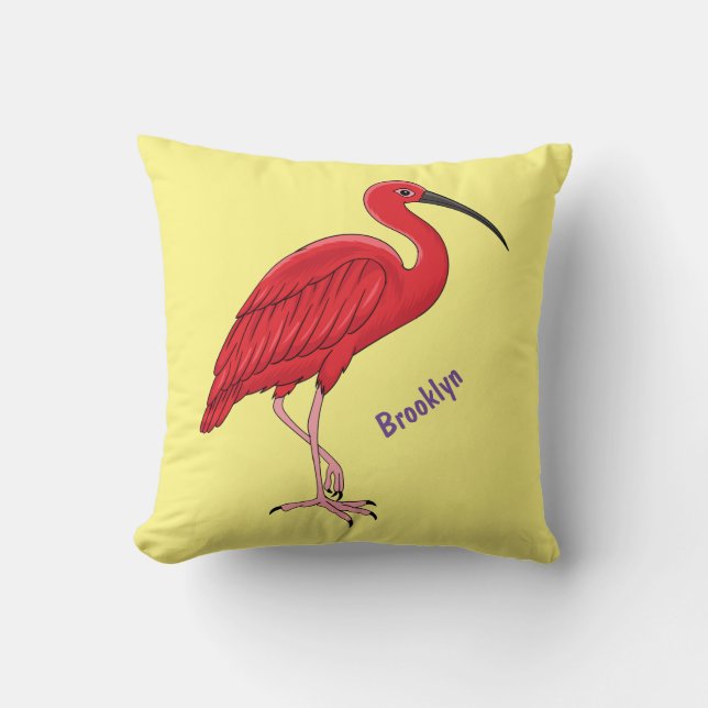 Scarlet ibis-tecknad (fågelbild) kudde (Framsida)